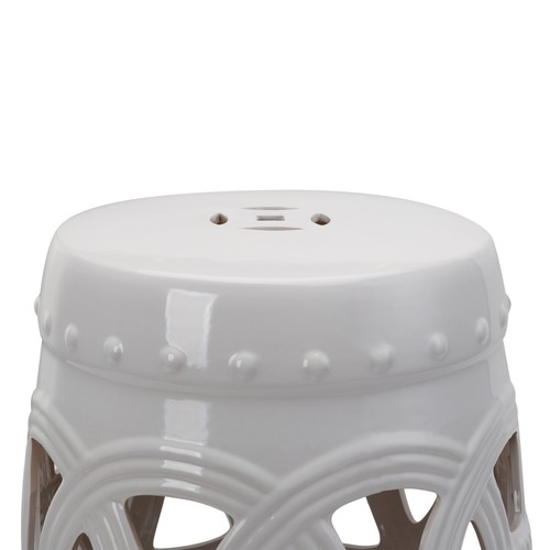14" Heavy Duty Multi-Use Ceramic Garden Stool Round Side Table Foot Rest White - Picture 9 of 10
