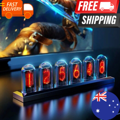 BRAND NEW RGB Nixie Tube Clock LED Glows IPS Colour Screen Gaming Desk Decor