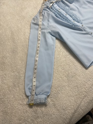 Chemisier vintage années 70 80 poudre bleu prairie pistolets volants dentelle cottagecore - Photo 8/13