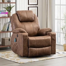 Manual 360°Swivel Recliner Chair with Heat Massage Glider Rocking Recliner