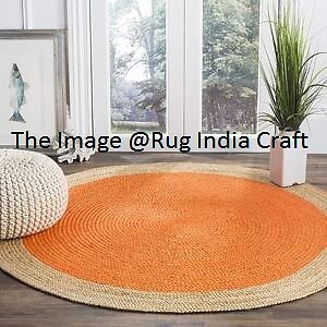 Handmade 2x2 Ft Braided Hemp Round Rug Living Room Jute Area Rug Home Decor Ebay