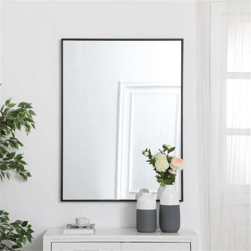 Elegant Decor Eternity 40" x 30" Contemporary Metal Frame Mirror in Black - Picture 2 of 12