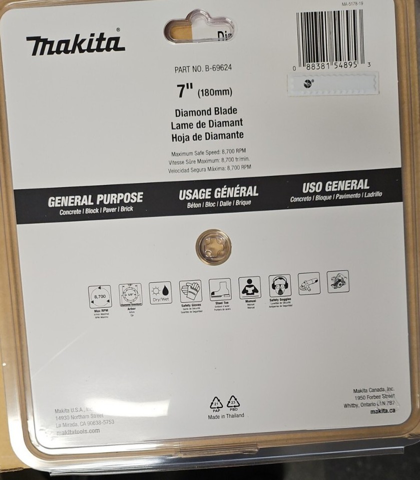 Makita B-69624 7 in Diamond Saw Circular Blade 88381548953| eBay