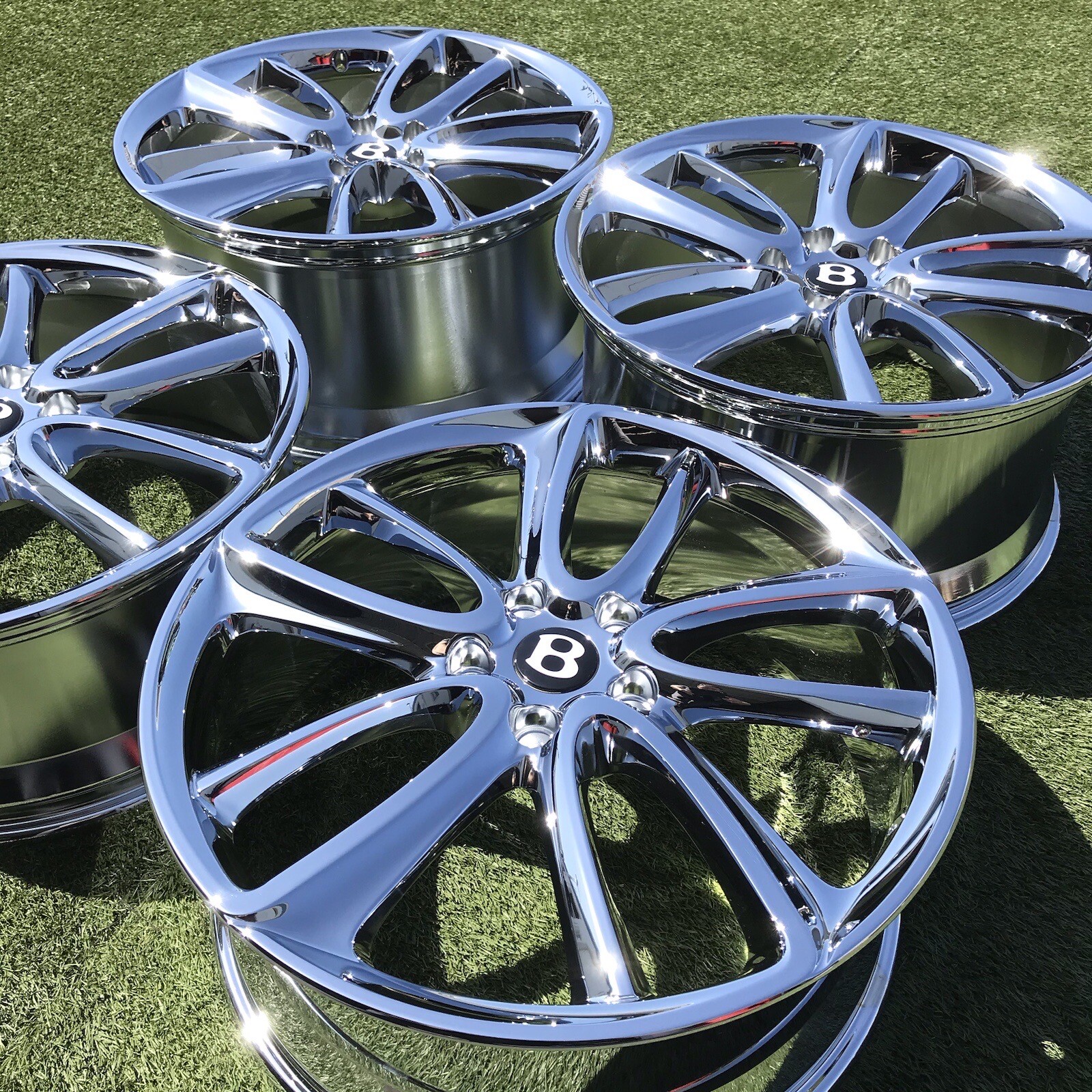 22" BENTLEY 2023 CONTINENTAL RIMS OEM GENUINE SET NEW CHROME PERFERCT SET 4 FACT