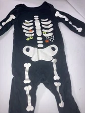 Carter Glow In The Dark  skelton Romper Halloween Color Black Size 9months