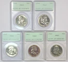 1958 - 1962 Proof Franklin Half Dollars 50c PCGS PR65 Old Green Holders