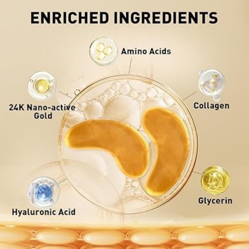 16Pcs 24K Gold Eye Patches for Puffiness,Dark Circles,Eye Bags & Wrinkles. - Picture 5 of 6