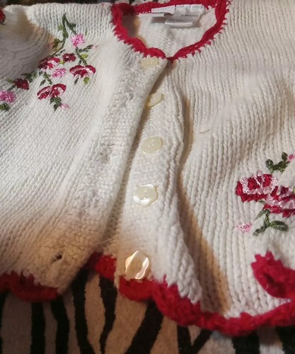 VINTAGE 90s McKids Floral Knit Sweater Embroidered Size 12 Month Girls - Picture 9 of 14