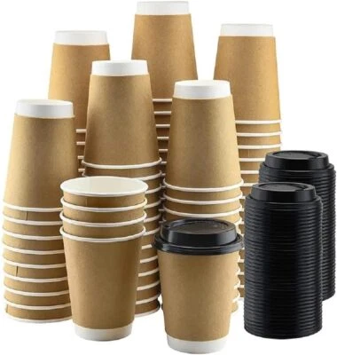 M7 PACKAGING Coffee Cups Disposable with Lids Paper Hot Drink Hot Tea Bulk