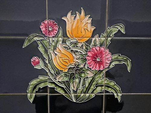 vibrant  coloured hand-painted Tube-lined tiles incorporated in a 12 tile panel. - Picture 2 of 8