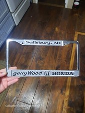 Rare Vintage Gerry Wood Honda License Plate Frame Salisbury NC North Carolina