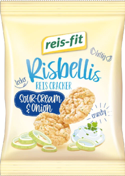 8x reis-fit Risbellis Reiscracker sour cream & onion 40g lecker luftig crunchy - Bild 3 von 4