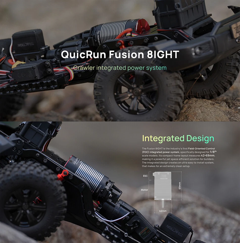 HOBBYWING QuicRun Fusion 8lGHT 2in1 Brushless Motor 80A ESC for 1/8 Crawler Car - Image 2 of 4