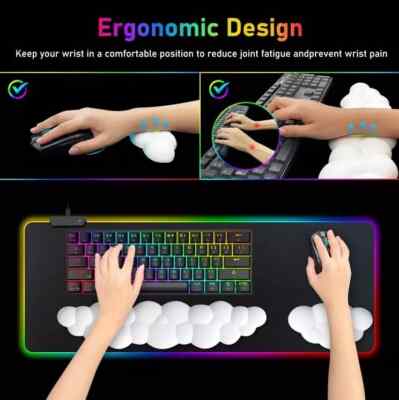 Cloud Wrist Rest with Large LED Mouse Pad for Keyboard and Mouse Extened Larg...