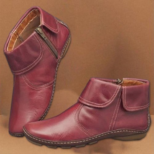 Women Ankle Boots Flat Leather Arch Support Sneakers Casual Bootie Shoes Size - Picture 8 of 12