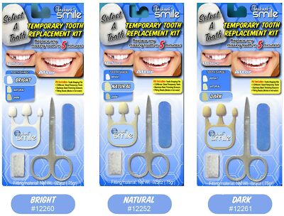 3 Pack Set Instant Smile  All Shades Temporary Teeth Replacement Kit 