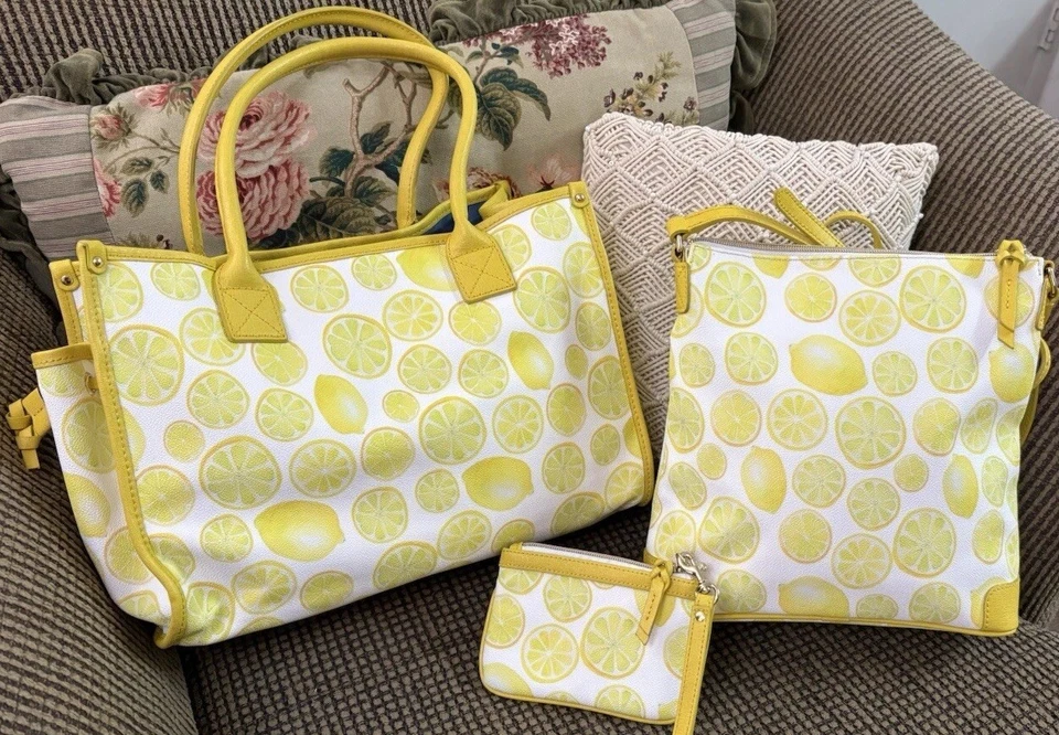 Dooney Bourke Bundle Set Limone Lemon Yellow Tote Crossbody Pouch Wristlet - Image 2 of 4