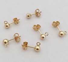 10pcs 4mm Ball Bead Earring Post 14k Gold Filled with butterfly earring E29g