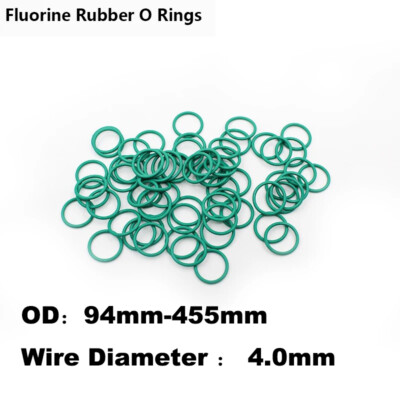 Fluorine Rubber O Rings, 94mm-455mm OD, 4.0mm Wire Diameter, Seal Gasket Green 