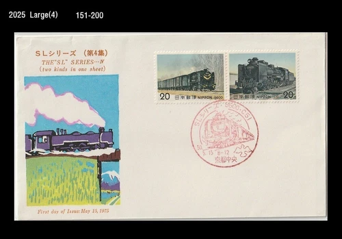Train,Railroad,Railways,Locomotive,Tourism,Transportation,Japan 1975 FDC,Cover