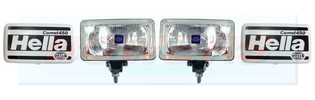 2x Hella Comet 450 Rectangular Clear Lens Driving Lights Spot 