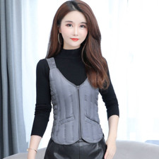Gilet Donna Imbottito A Quilte Giacca Slim Con Zip A Spalline Calda