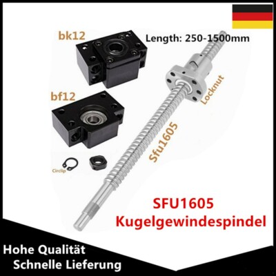 SFU1605 RM1605-1200mm Kugelumlaufspindel+BF12/BK12 Festlager 1satz SFU1605 RM1605-1200mm Kugelumlaufspindel+BF12/BK12 Festlager 1satz