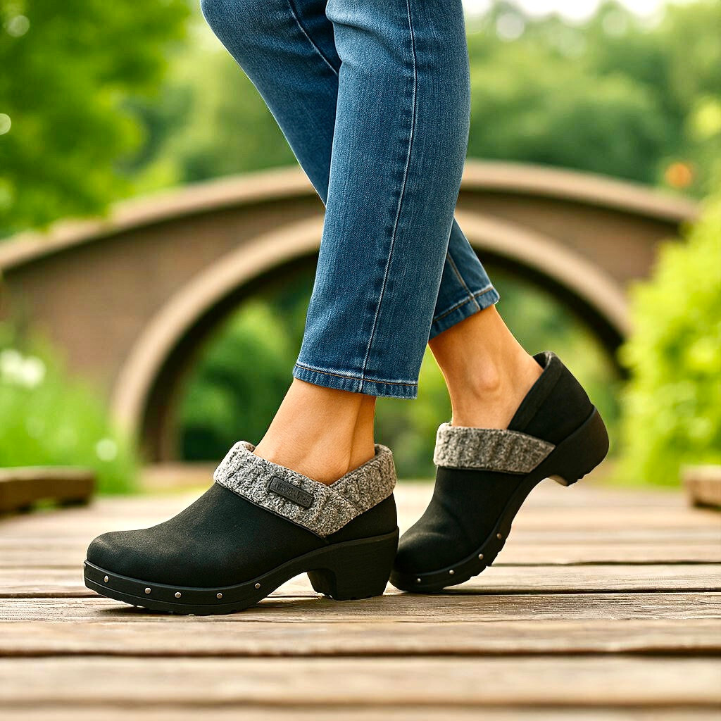 Zoccoli stivaletti Merrell neri scamosciati nabuk borchie slip on donna 9 5