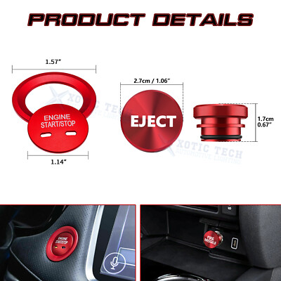 2018 chevy impala cigarette lighter location Red Engine Start + Cigarette Lighter Eject Button Cover For Chevrolet Impala  GMC
