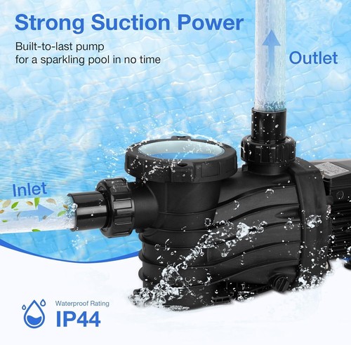 3/4HP 1HP 1.5HP Swimming Pool Pump In/Above Ground w/ Strainer Filter Basket - Picture 3 of 28