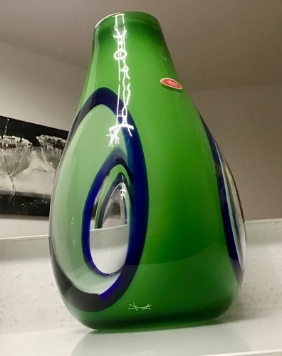 Joska mundgeblasene Kristall Kunstglas Vase 31 cm. 70er Vintage. - Photo 4/6