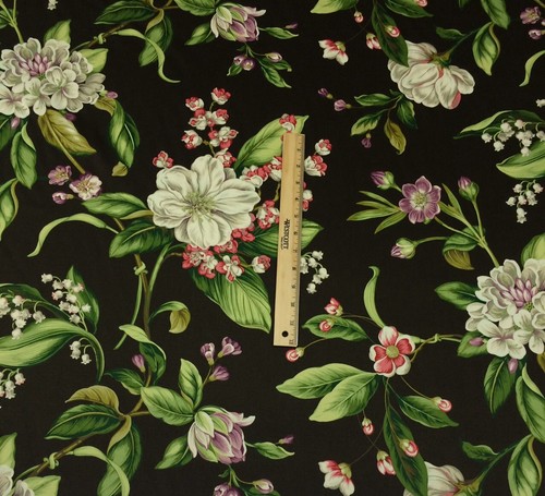 WAVERLY WILLIAMSBURG COLLINSON GRAPHITE BROWN FLORAL FABRIC BY THE YARD 54"W - Picture 2 of 5