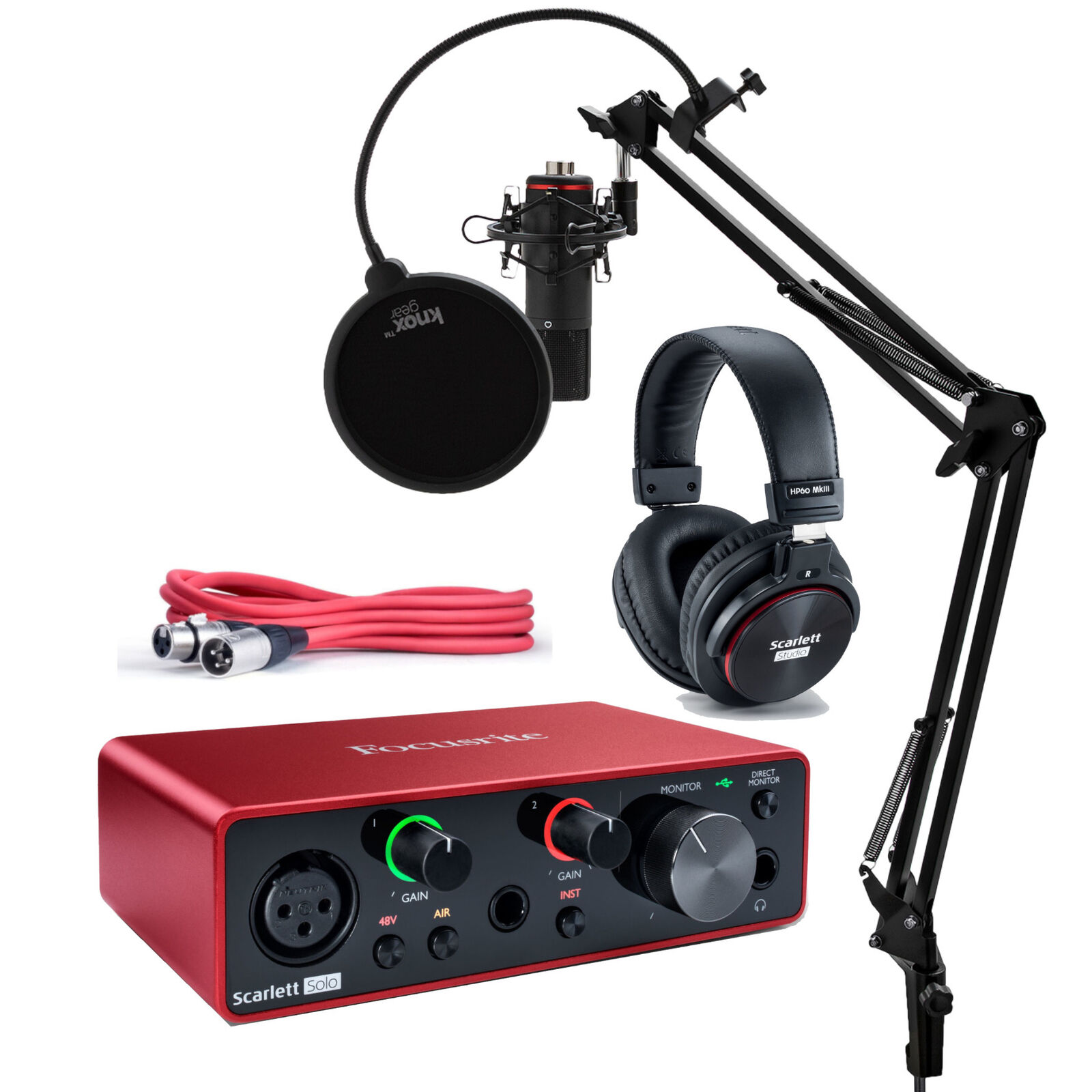 Focusrite Scarlett Solo USB Audio Interface (3rd Gen) with Deco Gear  Recording Bundle