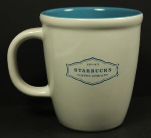 Starbucks White Blue Coffee Mug Retro Company Logo  2006 13 