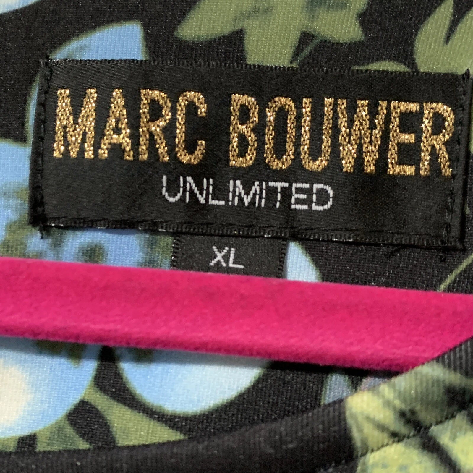 VETEMENTS Abito subacqueo Marc Bouwer nero floreale ginocchio taglia XL spalle arricciate senza maniche