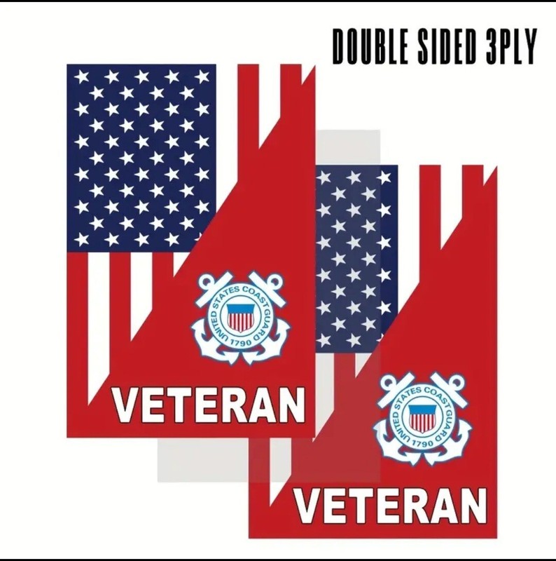 U.S.C.G., VETERAN, GARDEN FLAG, 12"X18", FREE SHIPPING