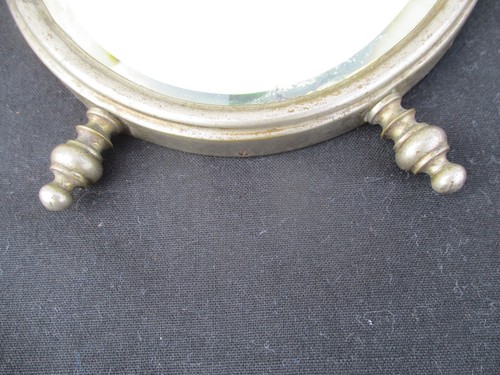 Ancien miroir en bronze argenté à poser de coiffeuse ou à suspendre mural - Picture 4 of 16