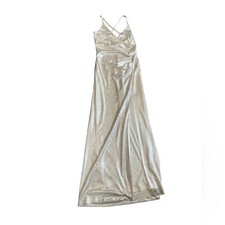Eliza J Women's 12 Silver Slitted Ruched Full-length Evening Sheath Dress