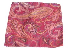 Umberto Algodon Pink Gold Tapestry Paisley Woven Silk Pocket Squa 75 Retail New