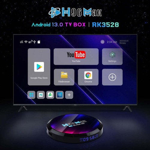 Smart TV Box H96 Max 8K Ultra HD Android 13.0 telecomando 4 GB + 64 GB (spina UE) - Foto 3 di 14