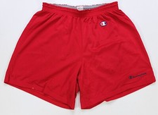 Rare Vintage CHAMPION Signature Spell Out C Crest Patch Mesh Shorts 90s Red XL