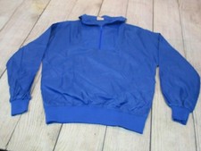VTG MADE IN USA Chalk Line Blank Blue 1/4 Quarter Zip Windbreaker Youth XL 18/20
