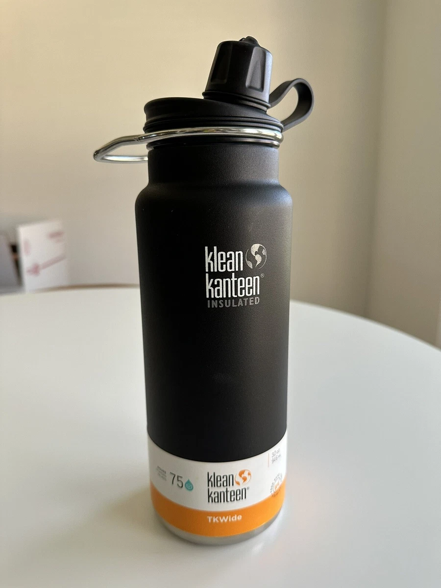 Klean Kanteen 32 fl oz Stainless Steel Insulated Water Bottle Chug Cap  Black 