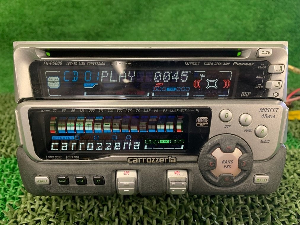 名機、希少、カロッツェリア FH-P6000 CDカセットデッキ動作品 Pioneer Carrozzeria FH-P6000 2DIN CD Cassette Deck Old School