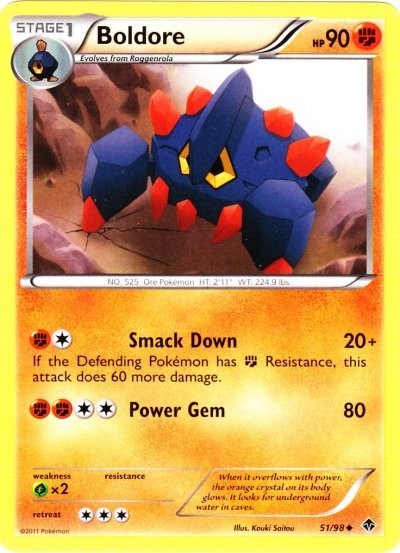 x4 Boldore - 51/98 - Uncommon Pokemon BW2 Emerging Powers M/NM