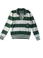 Fore All Womens Medium Iris Sweater Golf Green Stripes Breathable Light NWT $170