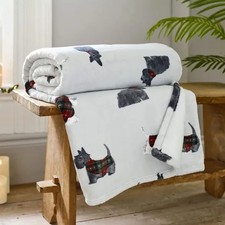 LYNDON COCO TOUCH THROW. HATTIE GREY. SCOTTIE DOGS. 140 x 180cm. ULTRASOFT. NEW