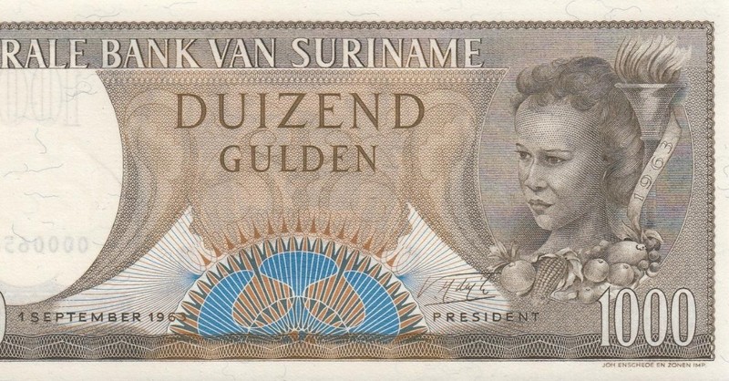1963 SURINAME NETHERLANDS 1000 GULDEN **000065600** (( GEM UNC ))