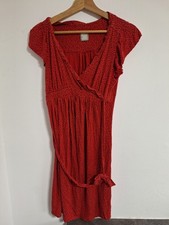 Topshop Maternity Dress Size 8 Red / Black Short Sleeve Long Length V Neck