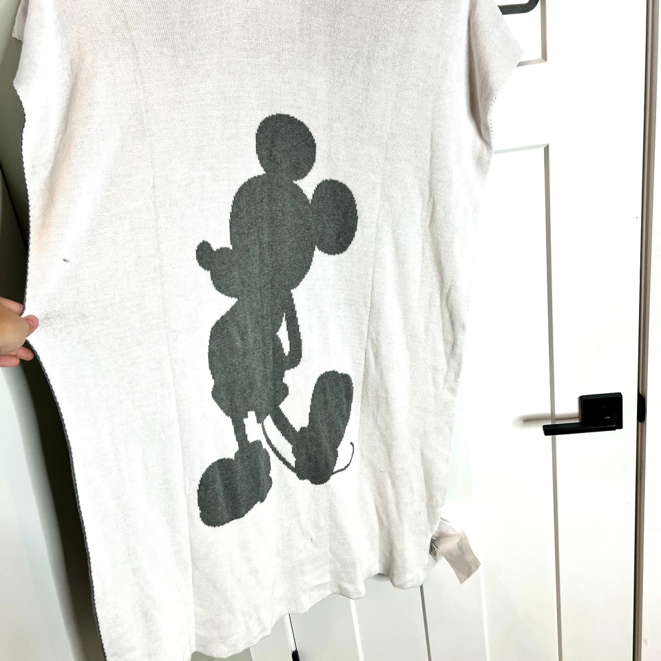 Ethan Allen x Disney Mickey Mouse Reversible Stroller Blanket Gray White Soft - Image 4 of 4